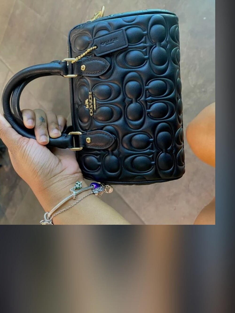 Coach Black Embossed Signature Dome Satchel